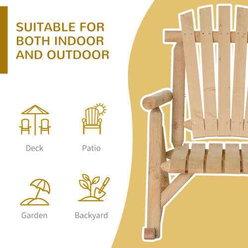 Outsunny Outdoor Wooden Rocking Chair, Single-Person Rustic Rocker with Slatted Seat