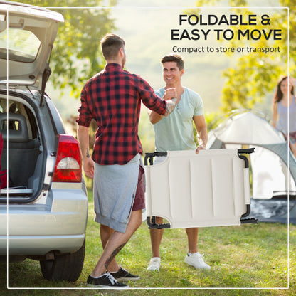 Outsunny 2 Pcs Outdoor Lounge Chair, Adjustable Backrest Folding Chaise Lounge, Cushioned Tanning Chair w/ Sunshade Roof & Pillow Headrest for Beach, Camping, Hiking, Cream White