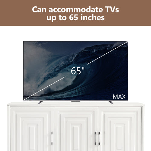 TV Stand for TVs up to 65 Inches, Modern Entertainment Center Media Console Cabinet with 2 Spacious Storage Space, Solid Wood Legs for Living room