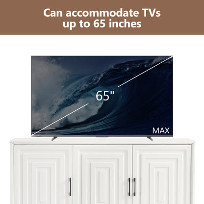 TV Stand for TVs up to 65 Inches, Modern Entertainment Center Media Console Cabinet with 2 Spacious Storage Space, Solid Wood Legs for Living room