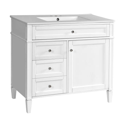 36'' Bathroom Vanity with Top Sink, Modern Bathroom Storage Cabinet with 2 Drawers and a Tip-out Drawer, Single Sink Bathroom Vanity