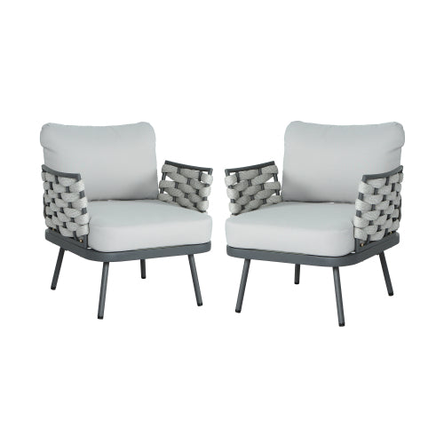 Mariano Steel Club Chair Set of 2, Grey