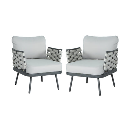 Mariano Steel Club Chair Set of 2, Grey