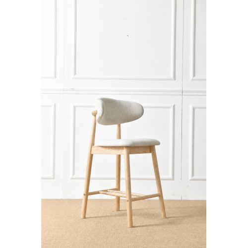 Solid Ash Wood Counter Stools with Upholstered Seats, Set of 2, Oak