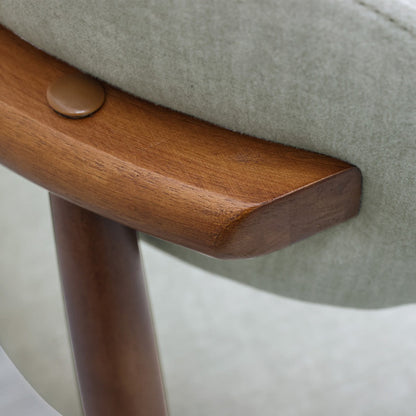 Set of 2 Laurel Green Flannelette Dining Chairs, Crack Resistant Oak Wood Leg Armless Accent Chairs