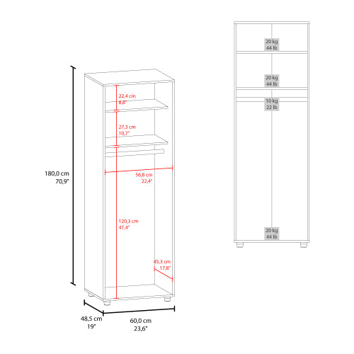 Armoire, Two Interior Shelves, Hanging Rod, Double Door, Clothes and Bedroom Storage, White