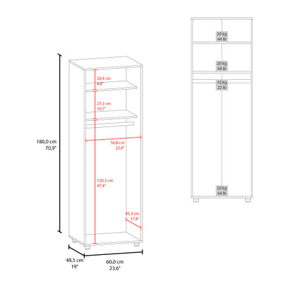 Armoire, Two Interior Shelves, Hanging Rod, Double Door, Clothes and Bedroom Storage, White