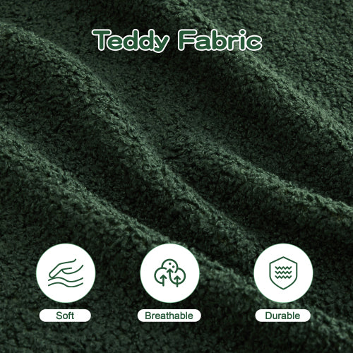 Green Boneless Modular Teddy Fabric Sofa No-Assembly 32D High-Density Sponge Non-Slip Base