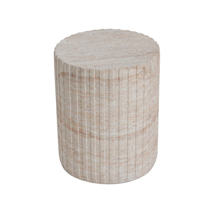 Outdoor/Indoor Lightweight Concrete Side Table,Travertine Finish