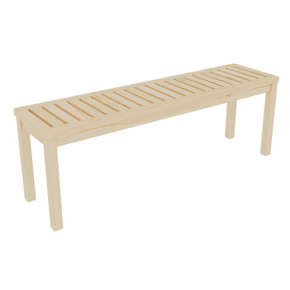 52.1" Outdoor Solid Wood Knot-Free Pine Backless Dining Swimming Pool Beach Bench with Slatted Seat – Modern Bench, Perfect for Patio, Backyard, Entryway, Hallway, Living Room, Bedroom, Front Door