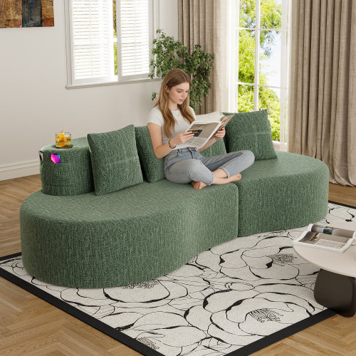 Modern Curved Sectional 3 Seat Minimalist Elegant Half Moon Sofa Compressed Modular Sectional Sofa for Living Room, Office, Apartment