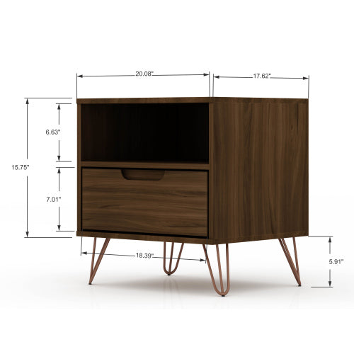 Chestnut Brown Mid-Century Modern Nightstand