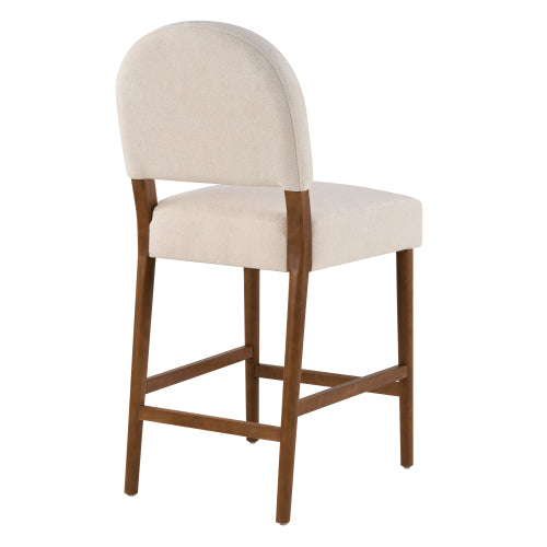 26inch  Seat Height Fabric & Rubberwood Bar Stool, Beige Upholstery with Adjustable Floor Leveler, Spacious Seat for Kitchen Island(Beige,set of 2)