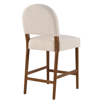 26inch  Seat Height Fabric & Rubberwood Bar Stool, Beige Upholstery with Adjustable Floor Leveler, Spacious Seat for Kitchen Island(Beige,set of 2)