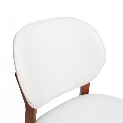 Rubberwood Dining Chairs with PU Cushions, Set of 2, Cream White/Walnut