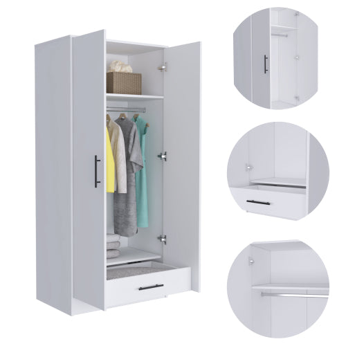 Double Door Armoire, One Cabinet, Hidden Drawer