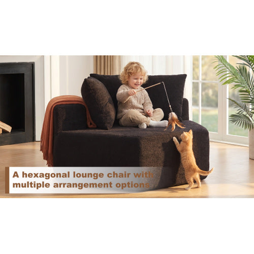 54 inch  Hexagonal Modular Chenille Lounge Chair 2-Pack, Compressed Shipping