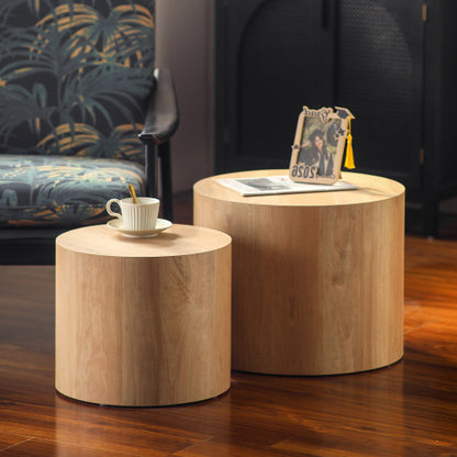 Set of 2 Wood Grain Nesting Coffee Tables
