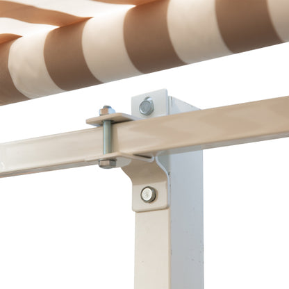 Outsunny 13' x 8' Retractable Awning, Patio Awnings, Sunshade Shelter w/ Manual Crank Handle, UV & Water-Resistant Fabric and Aluminum Frame for Deck, Balcony, Yard, Beige Stripes