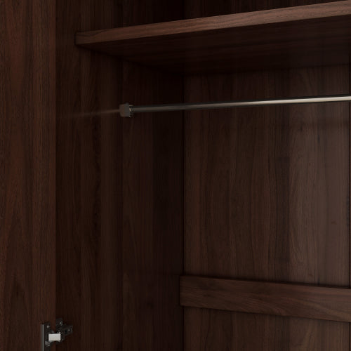 2-Door Wooden Wardrobe Armoire with 3 Storage Shelves, Brown