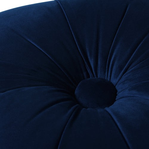 Clover Ottoman Velvet Upholstered Accent Bench with Gold Bullion Fringe