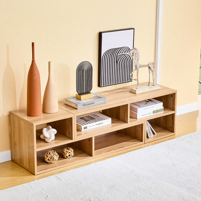 Modular TV Stand with Open Storage Shelves Light Wood Entertainment Center