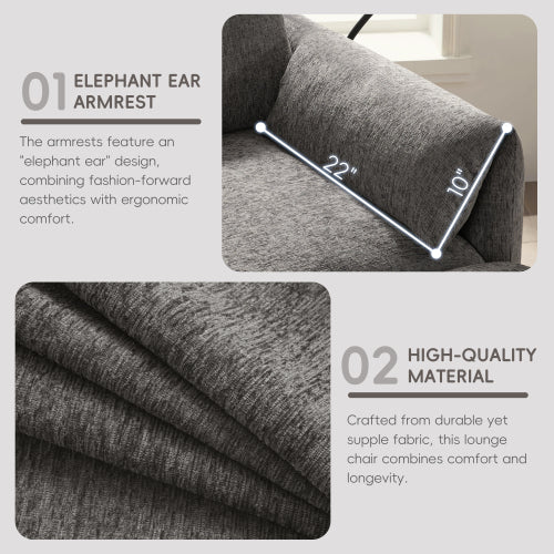 37 inch  Modern Cloud Chenille Armchair with Storage Ottoman, Charger & Phone Holder