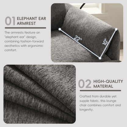 37 inch  Modern Cloud Chenille Armchair with Storage Ottoman, Charger & Phone Holder