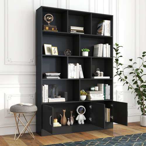 70.87 Inch Tall 10-Cube Bookshelf With 3 Closed Doors Home Storage Cabinet