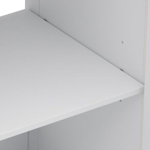 31" Farmhouse Bathroom Vanity with Ceramic Sink, Faux Aged Finish, Vintage Rustic Bathroom Cabinet with Bronze Pulls and 2 Soft-Closing Doors, Antique White