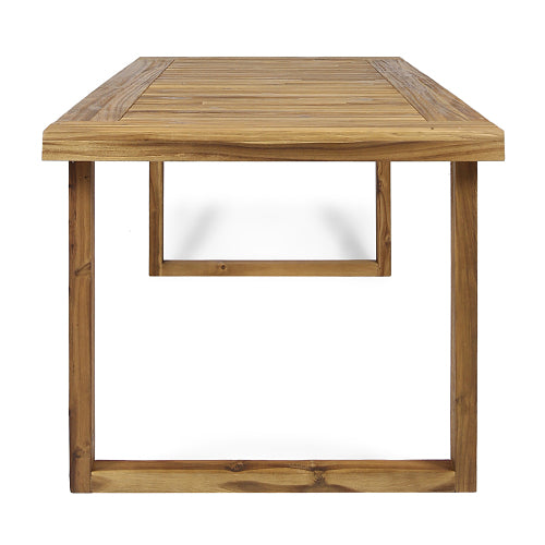 Outdoor 69" Acacia Wood Dining Table, Sandblast Natural Finish