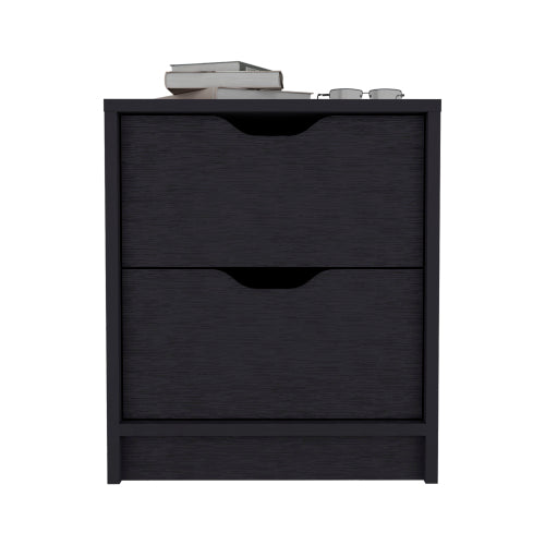 Black 2-Drawer Nightstand