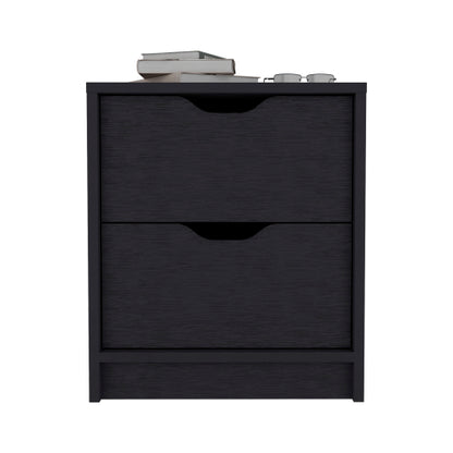Black 2-Drawer Nightstand
