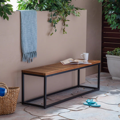 INDUSTRIAL WOOD AND METAL BENCH