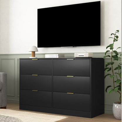 Simply Modern 6-Drawer Dresser, Chest of Drawers for Bedroom, Living Room, Hallway, and Entryway - Large Storage Cabinet Black
