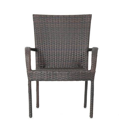 LITTLETON PE Wicker Stacking Chair 2PCS Outdoor Dining Chair Set Transitional Style