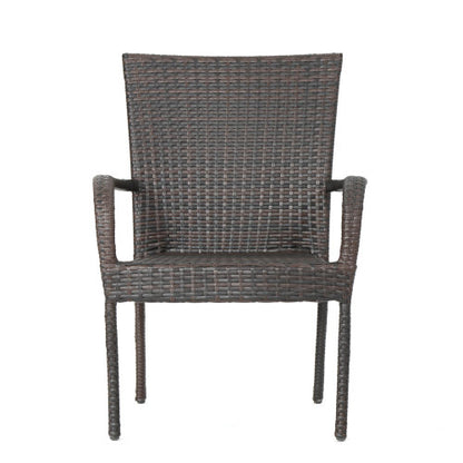 LITTLETON PE Wicker Stacking Chair 2PCS Outdoor Dining Chair Set Transitional Style
