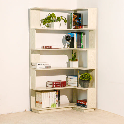 90cm Corner Bookshelf with Anti-Drop Panel and Open Shelves