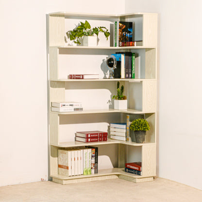 90cm Corner Bookshelf with Anti-Drop Panel and Open Shelves