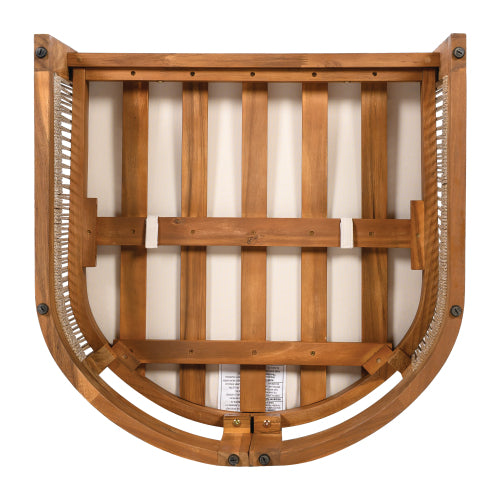 Premium Acacia Wood Outdoor Club Chair, Curved Tub Design with Woven Rope Accents, Water-Resistant Cushions, All-Weather Slat Construction