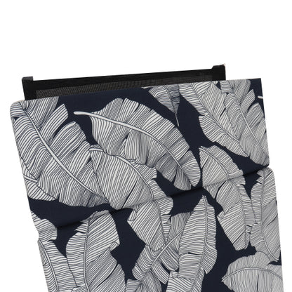 2 Pcs Set Indoor/Outdoor Chaise Lounge Chair Cushion Outdoor Furniture Cushion with Ties, Patio Seat Cushion for Lawn,Pool & Beach,75" x 22.8" x 2" (Blue/Leaf)