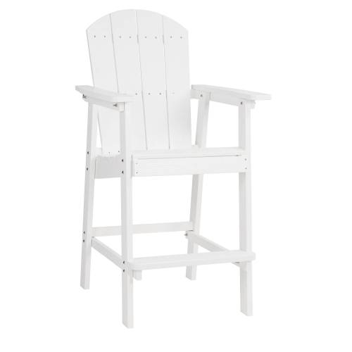 Lounge chair White color, suitable for all seasons: Outdoor lounge chair, made of sturdy HIPS material, equipped with 304 stainless steel accessories.