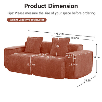 Red Velvet Modular Boneless Sectional Sofa with French Piping