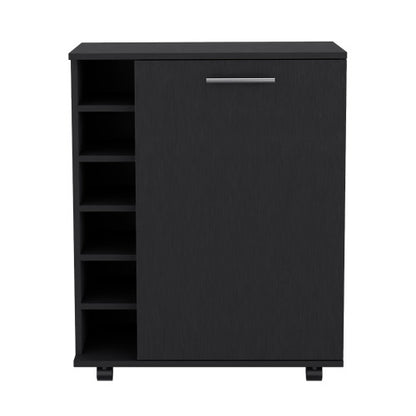 Bar Cart with Integrated Wine Storage, Spacious Cabinet and Smooth Rollers