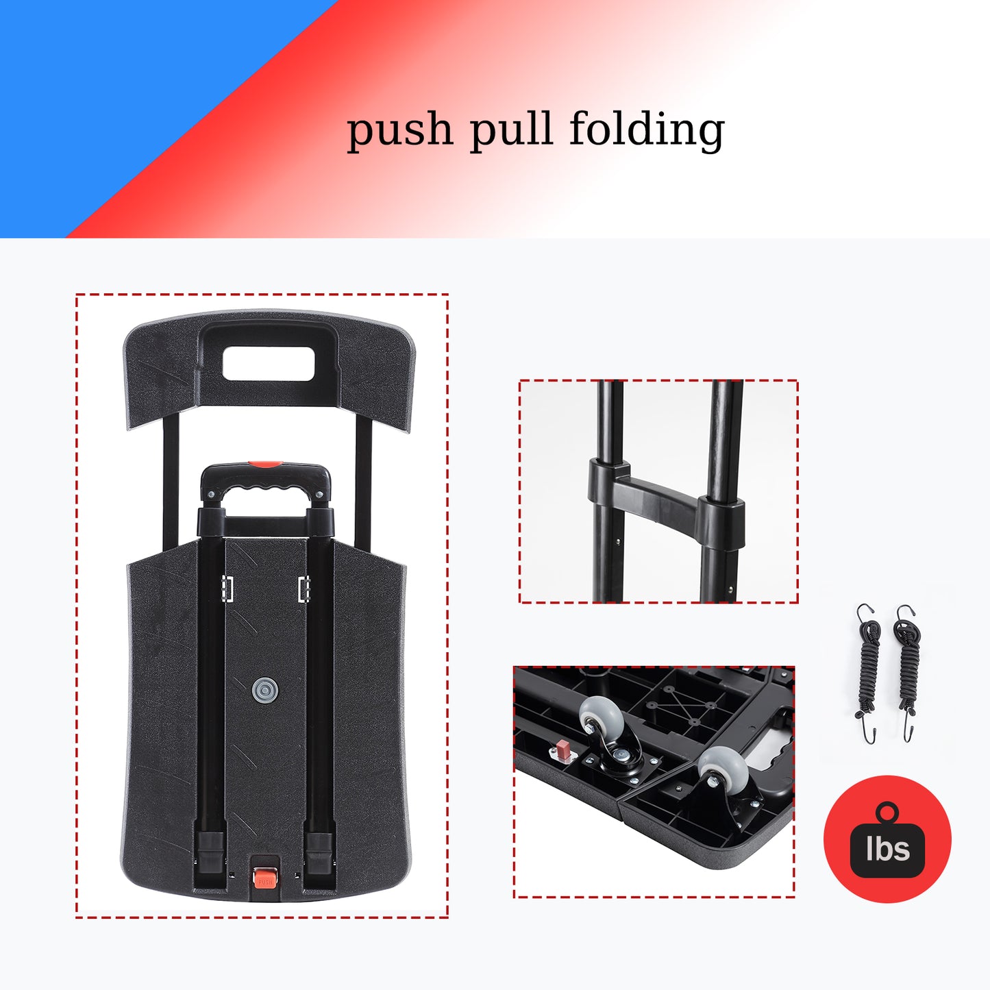330 lbs. Folding Hand Truck, Dolly Cart for Moving, 6 Wheels Telescoping Hand Cart for Travel House Office Moving