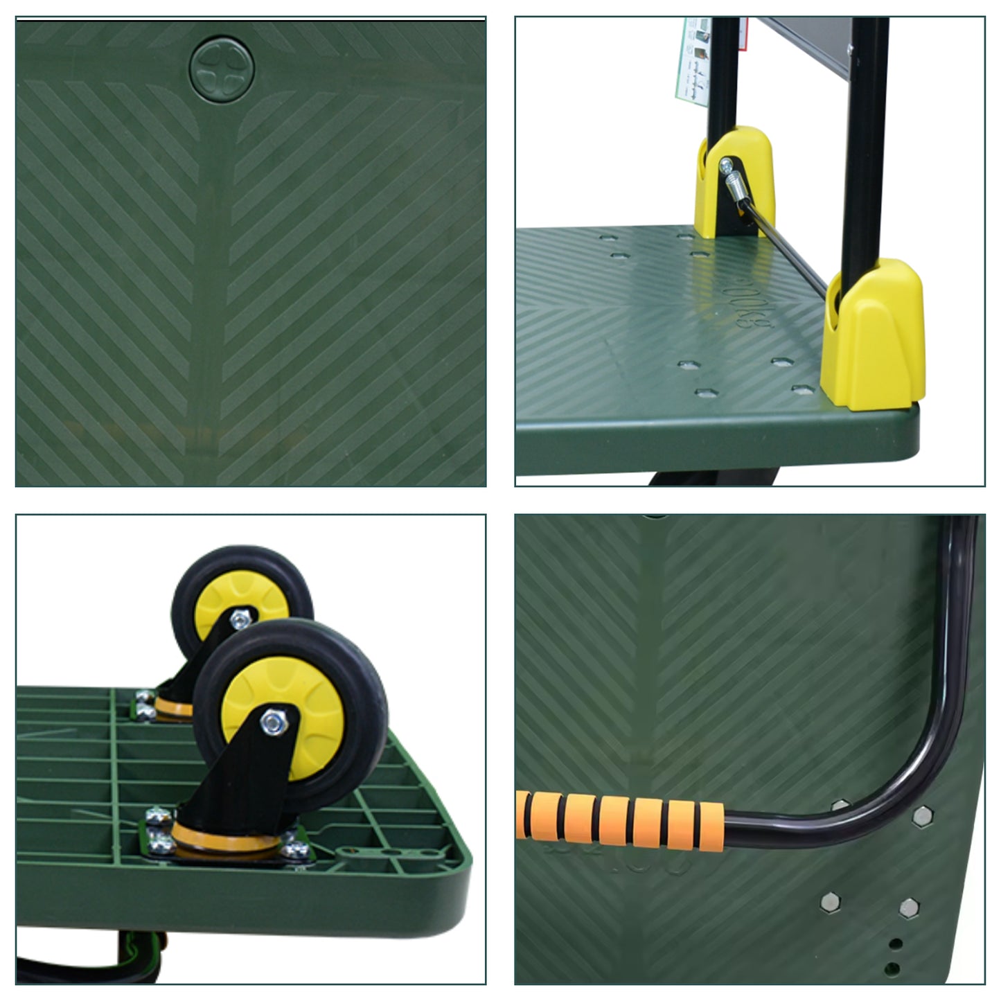 Foldable Push Hand Cart, Platform Truck with 440 lbs. Weight Capacity, Green