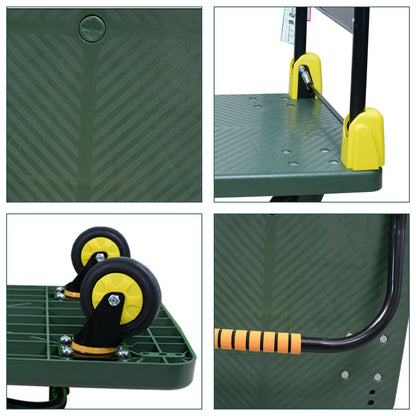 Foldable Push Hand Cart, Platform Truck with 440 lbs. Weight Capacity, Green