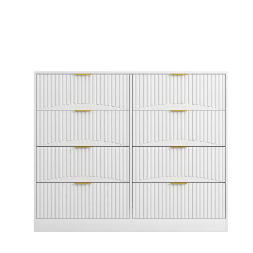 Modern 8 Drawers Dresser Chests for Bedroom,47.2" Wide Wood Chest of Drawers with Gold Metal Handle,Drawer Organizer for Bedroom,Living Room,Hallway and Entryway,White