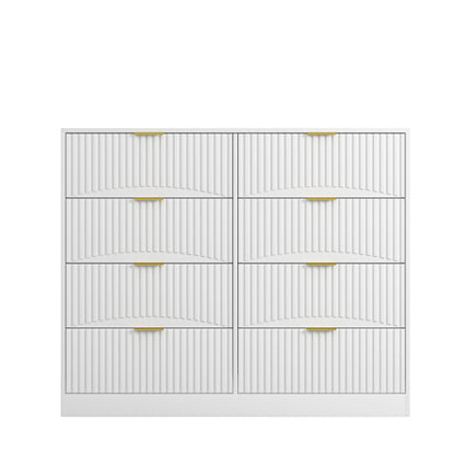 Modern 8 Drawers Dresser Chests for Bedroom,47.2" Wide Wood Chest of Drawers with Gold Metal Handle,Drawer Organizer for Bedroom,Living Room,Hallway and Entryway,White