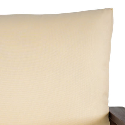 Patio Accent Chair 27.6" Wood Chair Outdoor Lounge Chair for Patios, Gardens, or Balcony, Dark Brown +Beige Cushion